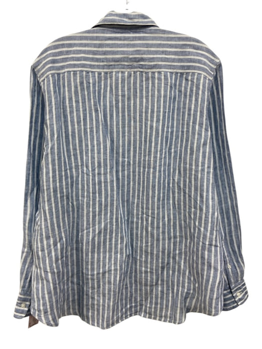 Frank & Eileen Size S Light blue & white Linen Stripe Long Sleeve Top Light blue & white / S