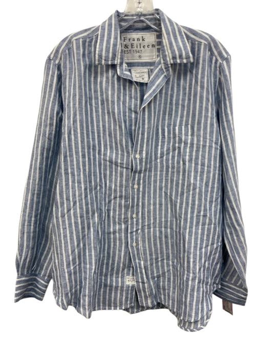 Frank & Eileen Size S Light blue & white Linen Stripe Long Sleeve Top Light blue & white / S