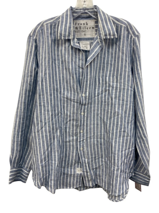 Frank & Eileen Size S Light blue & white Linen Stripe Long Sleeve Top Light blue & white / S