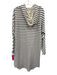 Frank & Eileen Size XS White & Navy Blue Cotton Stripe Raw Edge Hoodie Dress White & Navy Blue / XS