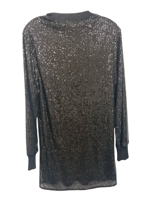 ALLSAINTS Size S Black Polyester Blend Semi Sheer Sequin Long Sleeve Mini Dress Black / S