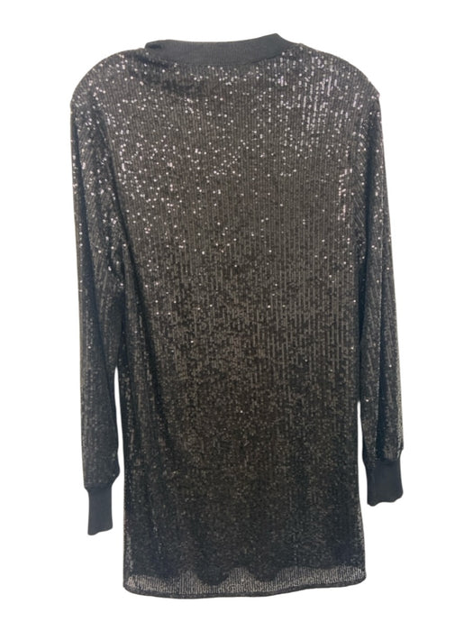 ALLSAINTS Size S Black Polyester Blend Semi Sheer Sequin Long Sleeve Mini Dress Black / S