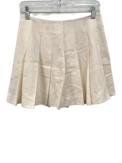 J. Crew Size 4 Cream Linen Pleated Side Zip Mini Skirt Cream / 4