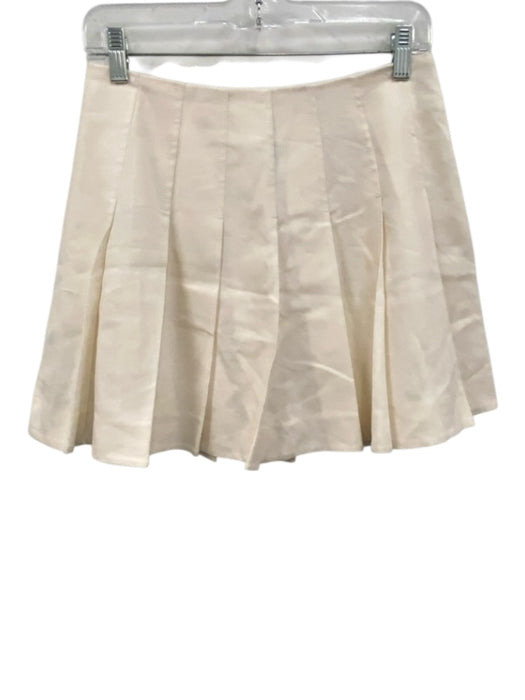J. Crew Size 4 Cream Linen Pleated Side Zip Mini Skirt Cream / 4