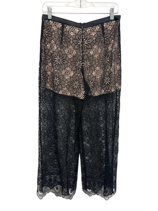 Elie Tahari Size 4 Black & Beige Polyester & Silk Lace Overlay Floral Pants Black & Beige / 4