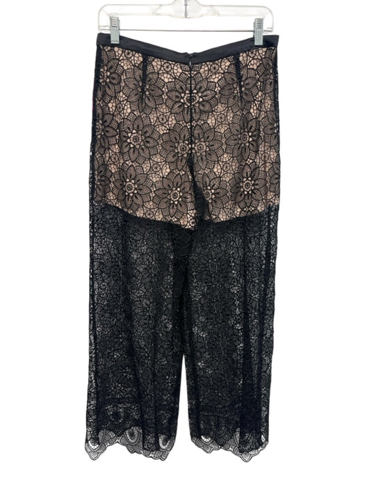 Elie Tahari Size 4 Black & Beige Polyester & Silk Lace Overlay Floral Pants Black & Beige / 4