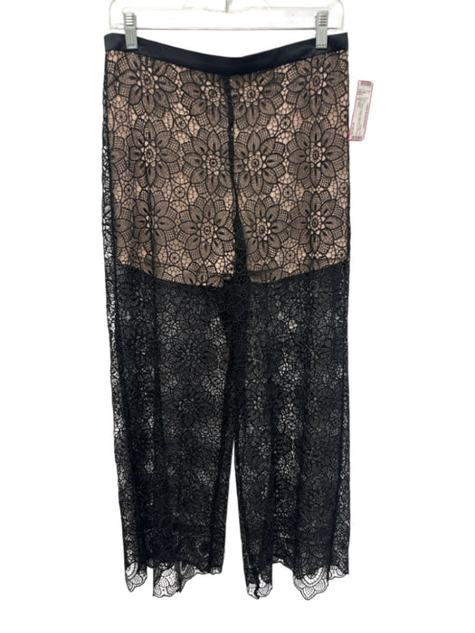 Elie Tahari Size 4 Black & Beige Polyester & Silk Lace Overlay Floral Pants Black & Beige / 4