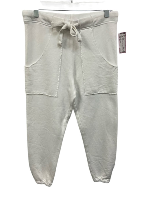 Frank & Eileen Size XS White Cotton Raw Edge Drawstring Jogger Pants White / XS