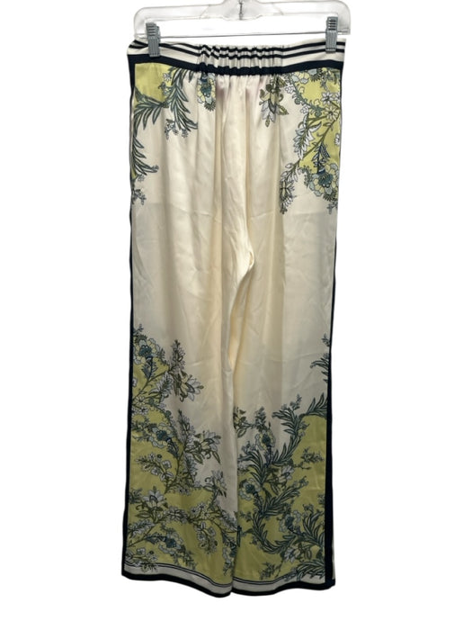 Veronica Beard Size 4 Cream, Green, Black Polyester Satin Botanical Pants Cream, Green, Black / 4