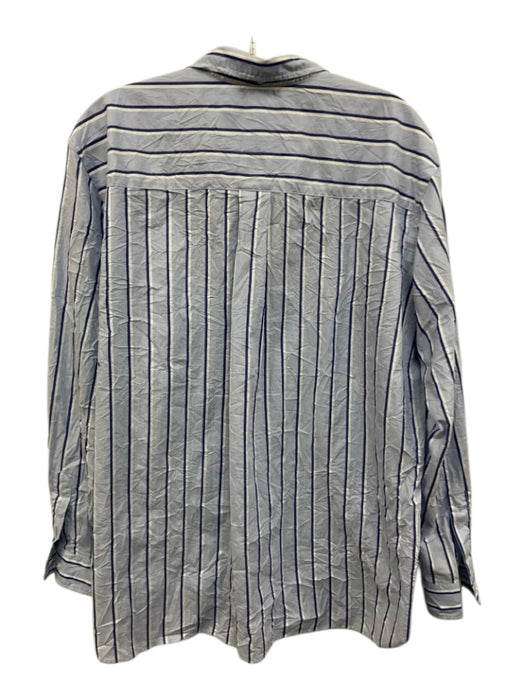 Frank & Eileen Size M Blue & White Cotton Stripe Long Sleeve Button Down Top Blue & White / M