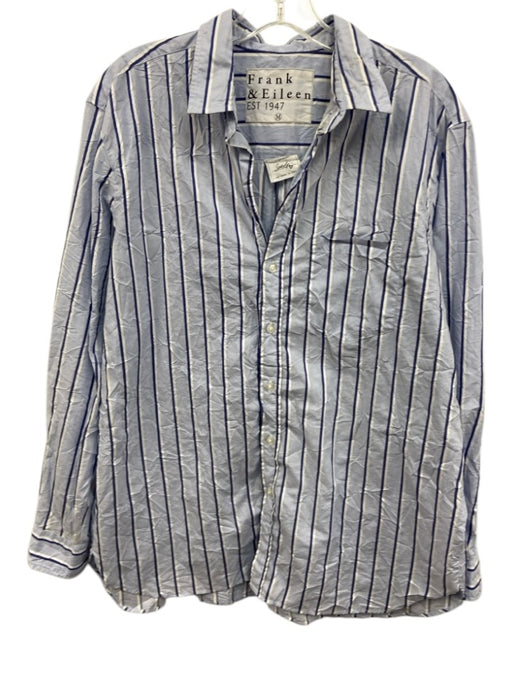 Frank & Eileen Size M Blue & White Cotton Stripe Long Sleeve Button Down Top Blue & White / M