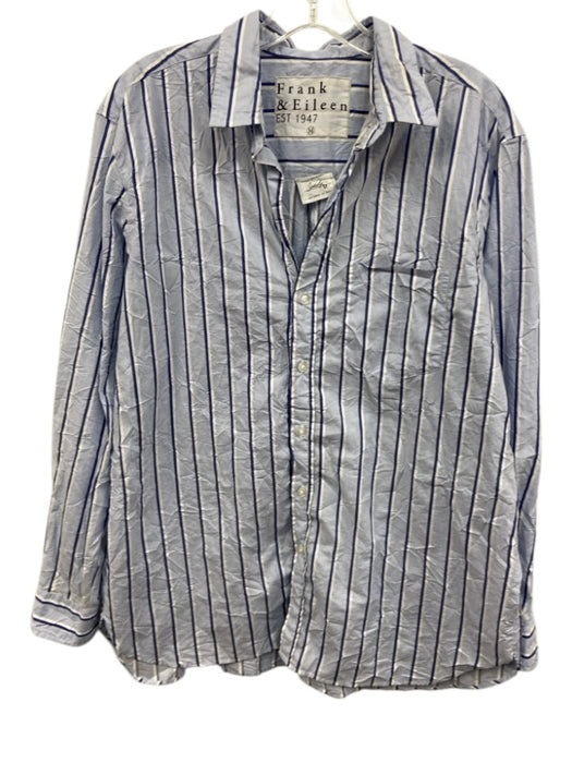 Frank & Eileen Size M Blue & White Cotton Stripe Long Sleeve Button Down Top Blue & White / M