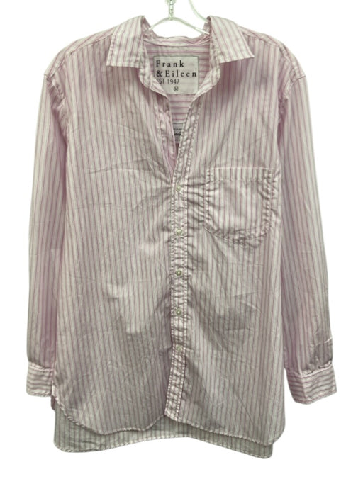 Frank & Eileen Size M Pink & White Cotton Stripe Long Sleeve Button Down Top Pink & White / M