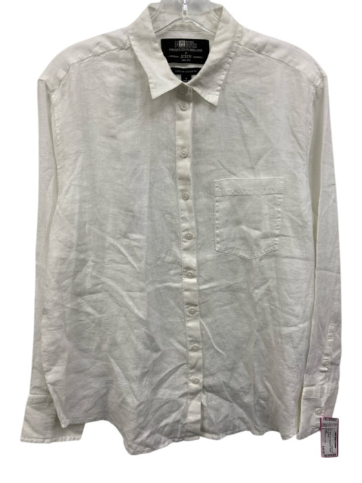 Baird McNutt for J. Crew Size 8 White Linen Long Sleeve Button Down Top White / 8