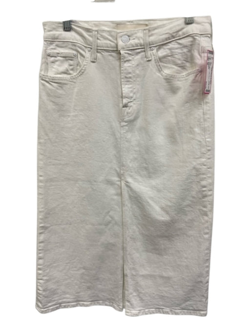 Mother Size 26 White Cotton Blend Front Slit Midi Skirt White / 26