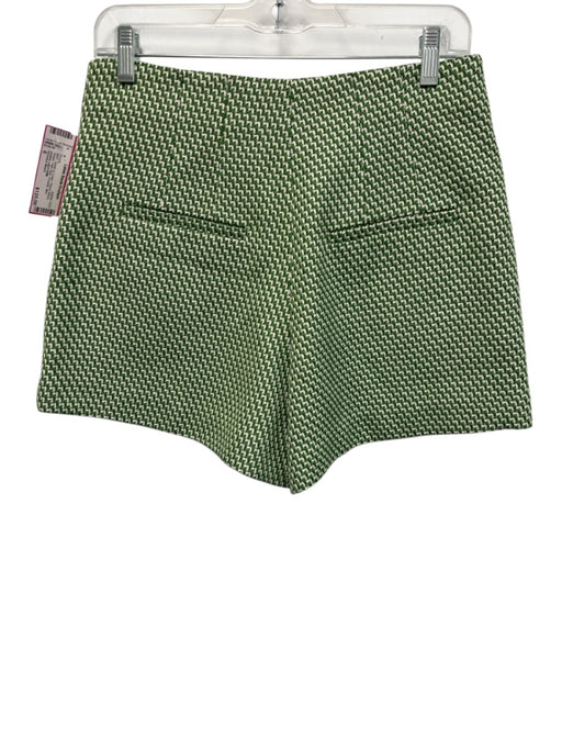 Veronica Beard Size 6 Green & Cream Rayon Blend Tweed High Rise Pockets Shorts Green & Cream / 6