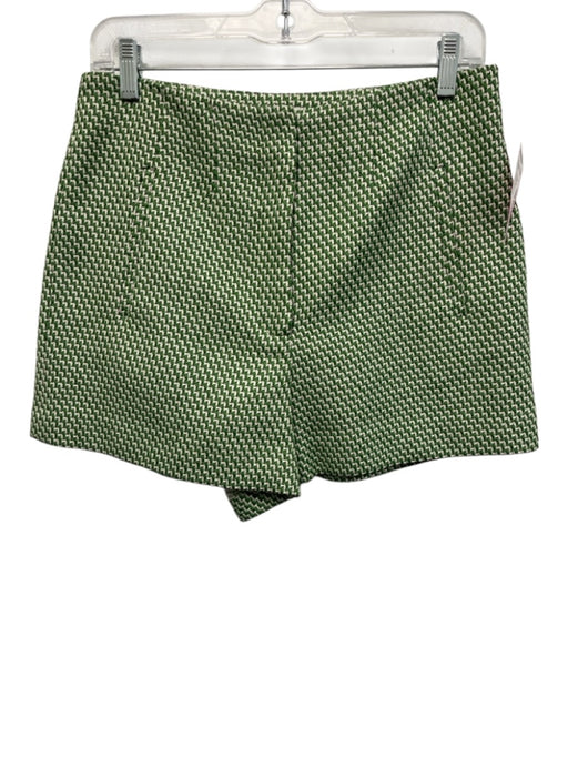 Veronica Beard Size 6 Green & Cream Rayon Blend Tweed High Rise Pockets Shorts Green & Cream / 6