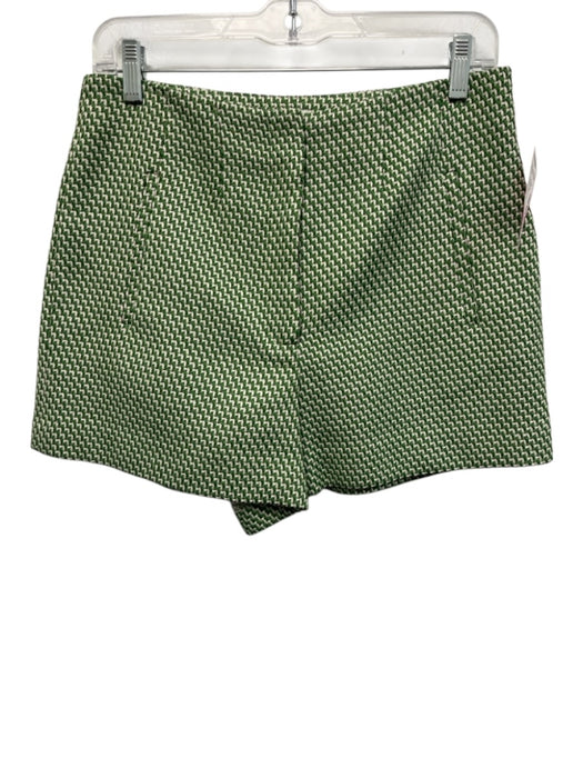 Veronica Beard Size 6 Green & Cream Rayon Blend Tweed High Rise Pockets Shorts Green & Cream / 6