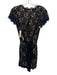 Diane Von Furstenberg Size 8 Black & Beige Rayon Blend Floral Tie Waist Romper Black & Beige / 8