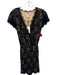 Diane Von Furstenberg Size 8 Black & Beige Rayon Blend Floral Tie Waist Romper Black & Beige / 8