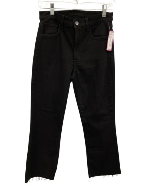Joe's Size 27 Black Cotton Blend Raw Hem High Rise Cropped Bootcut Jeans Black / 27