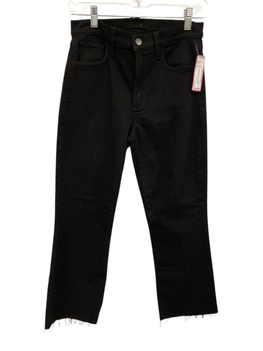 Joe's Size 27 Black Cotton Blend Raw Hem High Rise Cropped Bootcut Jeans Black / 27