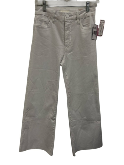 Kut From The Kloth Size 0 White Cotton Blend Raw Hem High Rise Crop Jeans White / 0