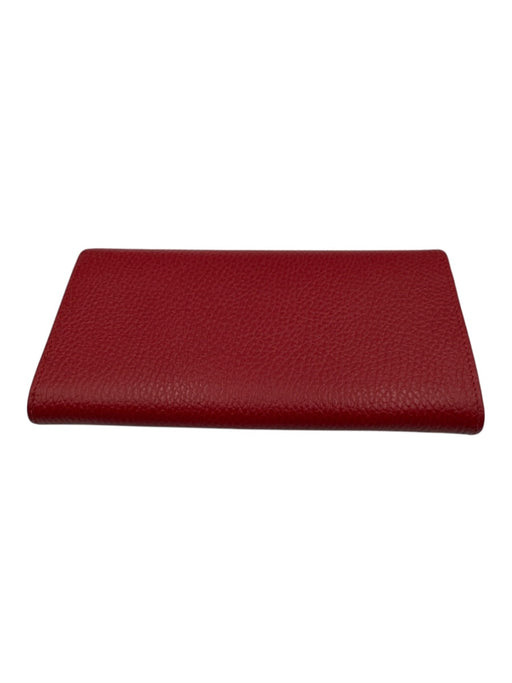 Gucci Red Calfskin Leather Gold Tone Hardware GG Logo Accordion Wallets Red