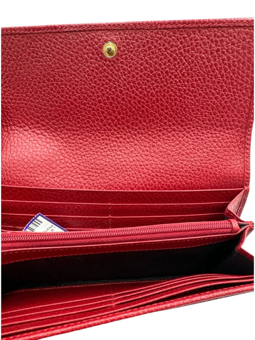 Gucci Red Calfskin Leather Gold Tone Hardware GG Logo Accordion Wallets Red