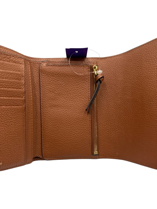 Chloe Brown & Tan Calfskin Leather Gold Tone Hardware Snap Closure Wallets Brown & Tan
