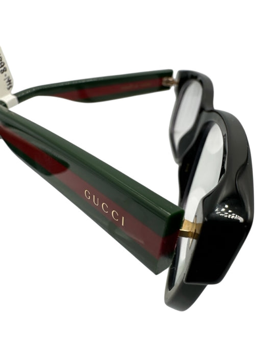 Gucci Black, Green, Red Acetate Web Stripe Square Glasses Black, Green, Red
