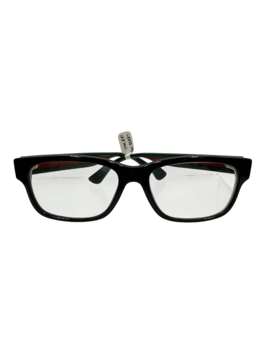 Gucci Black, Green, Red Acetate Web Stripe Square Glasses Black, Green, Red