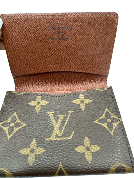 Louis Vuitton Brown & Tan Leather Monogram Envelope Cardholder Wallets Brown & Tan
