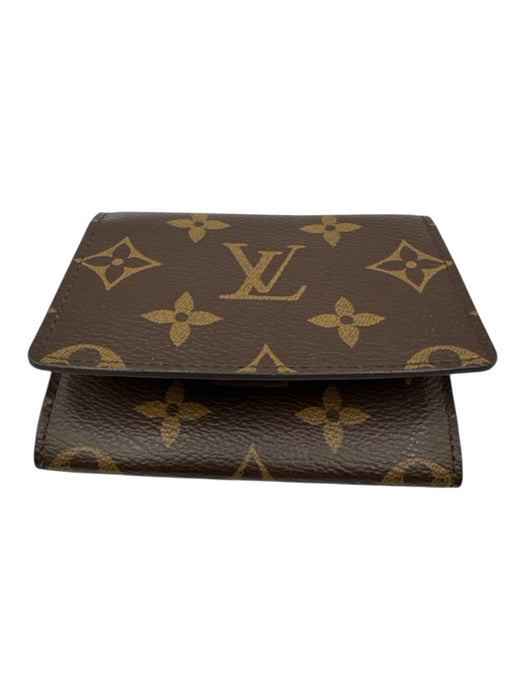 Louis Vuitton Brown & Tan Leather Monogram Envelope Cardholder Wallets Brown & Tan