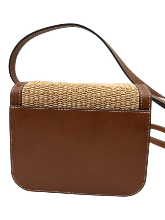 Loeffler Randall Brown & Beige Leather & Straw Gold Tone Hardware Flap Bag Brown & Beige / S