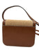 Loeffler Randall Brown & Beige Leather & Straw Gold Tone Hardware Flap Bag Brown & Beige / S