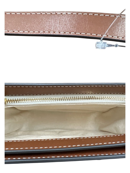 Loeffler Randall Brown & Beige Leather & Straw Gold Tone Hardware Flap Bag Brown & Beige / S