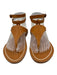 K Jacques Shoe Size 38 Tan Brown Leather Contrast Stitch Ankle Strap Sandals Tan Brown / 38