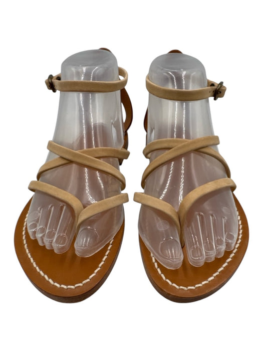 K Jacques Shoe Size 38 Beige & Tan Leather Suede Strappy Flats Sandals Beige & Tan / 38