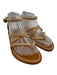 K Jacques Shoe Size 38 Beige & Tan Leather Suede Strappy Flats Sandals Beige & Tan / 38