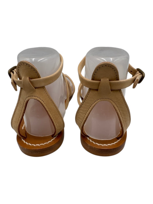 K Jacques Shoe Size 38 Beige & Tan Leather Suede Strappy Flats Sandals Beige & Tan / 38