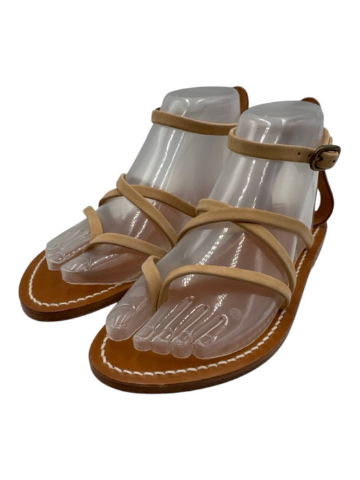 K Jacques Shoe Size 38 Beige & Tan Leather Suede Strappy Flats Sandals Beige & Tan / 38
