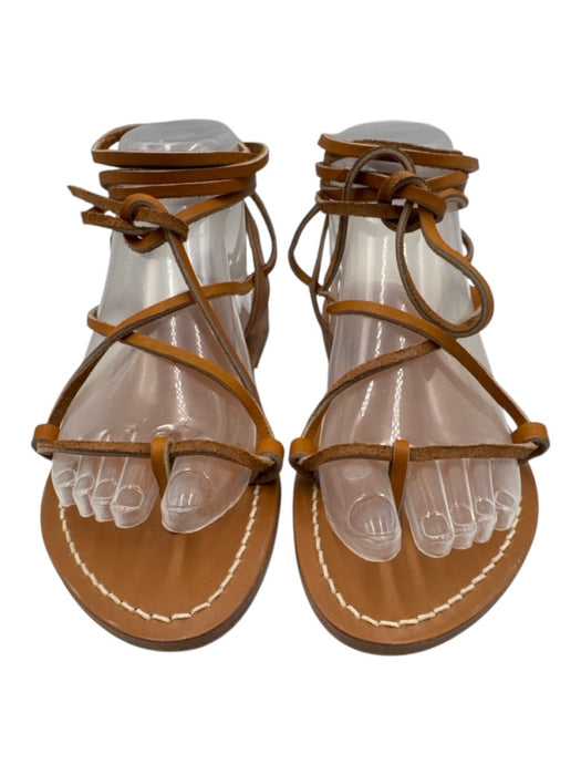 K Jacques Shoe Size 38 Tan Brown Leather Strappy Thong Gladiator Sandals Tan Brown / 38