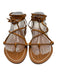 K Jacques Shoe Size 38 Tan Brown Leather Strappy Thong Gladiator Sandals Tan Brown / 38