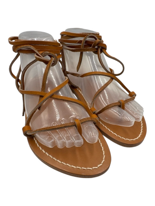 K Jacques Shoe Size 38 Tan Brown Leather Strappy Thong Gladiator Sandals Tan Brown / 38
