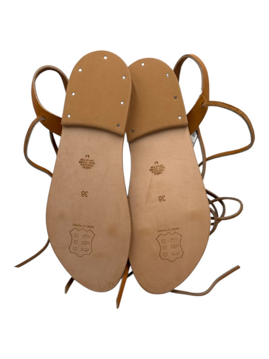 K Jacques Shoe Size 38 Tan Brown Leather Strappy Thong Gladiator Sandals Tan Brown / 38