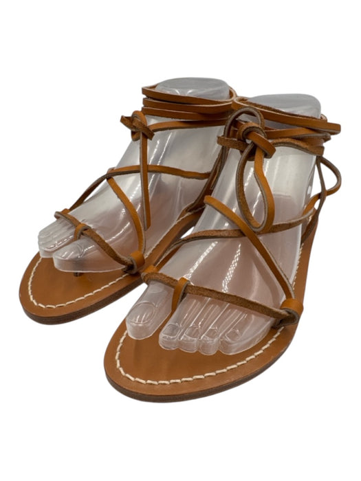 K Jacques Shoe Size 38 Tan Brown Leather Strappy Thong Gladiator Sandals Tan Brown / 38