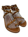 K Jacques Shoe Size 38 Brown Leather Gold Studs toe strap Ankle Wrap Sandals Brown / 38