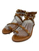 K Jacques Shoe Size 38 Brown Leather Gold Studs toe strap Ankle Wrap Sandals Brown / 38