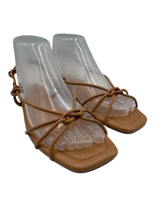 Loeffler Randall Shoe Size 7.5 Tan Brown Leather Strappy Ankle Buckle Sandals Tan Brown / 7.5
